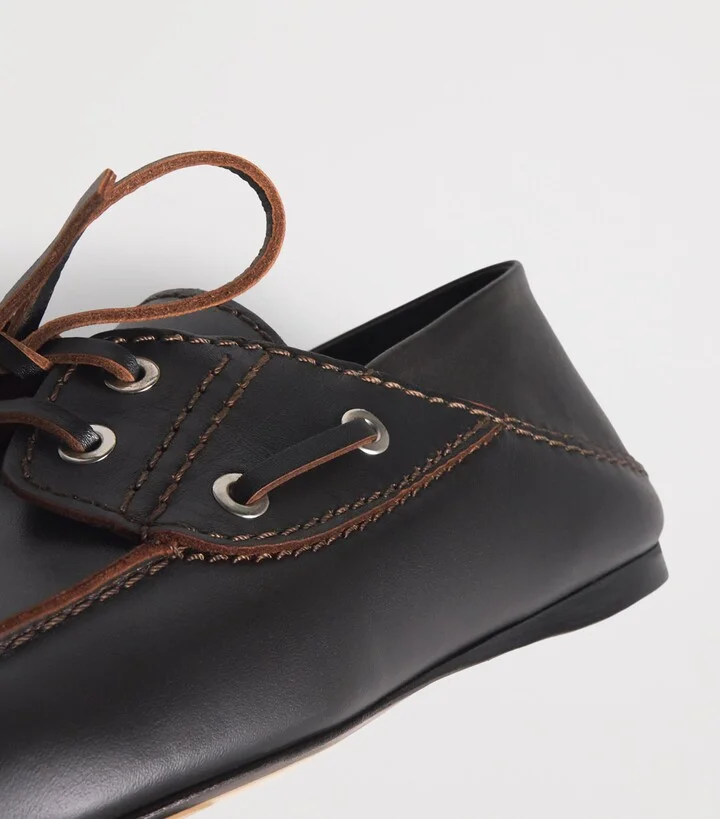 Sandro Paris Leather Boat Shoes - Image 5