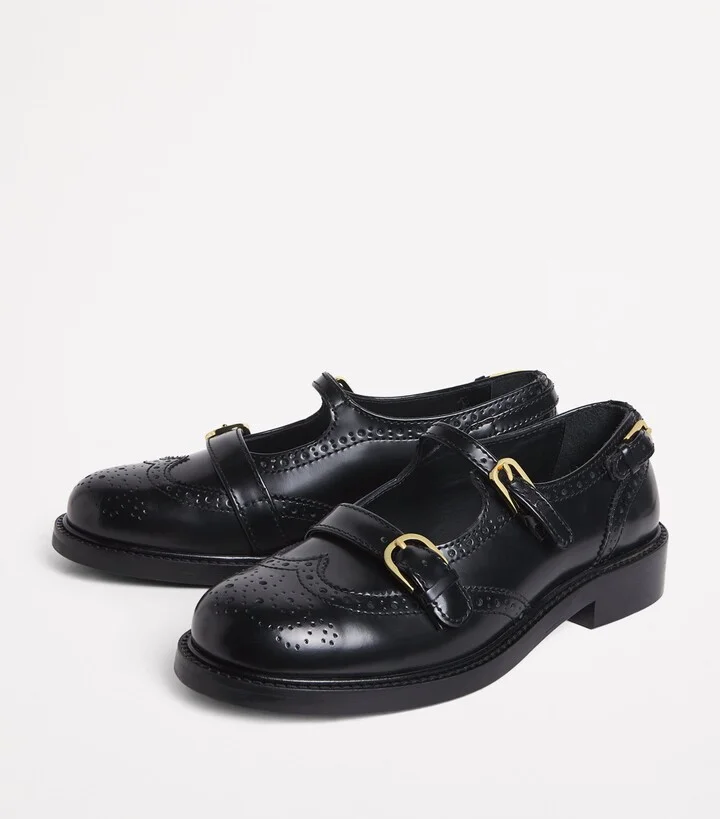 Sandro Paris Leather Mary Jane Derby Shoes - Image 3