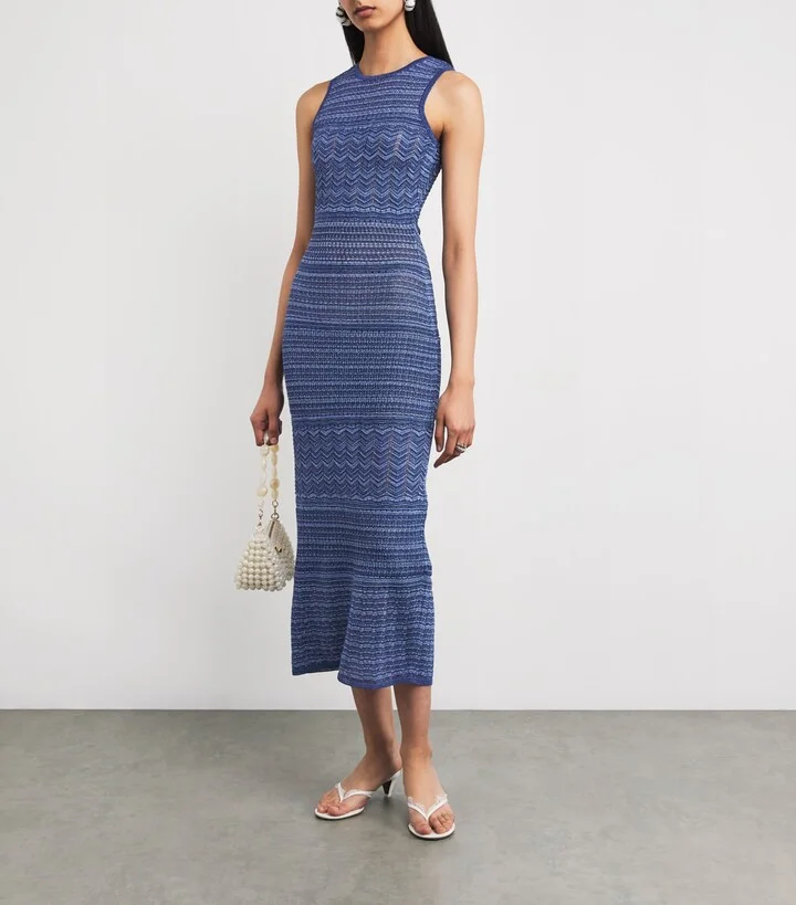 Sandro Paris Metallic Knitted Midi Dress - Image 2