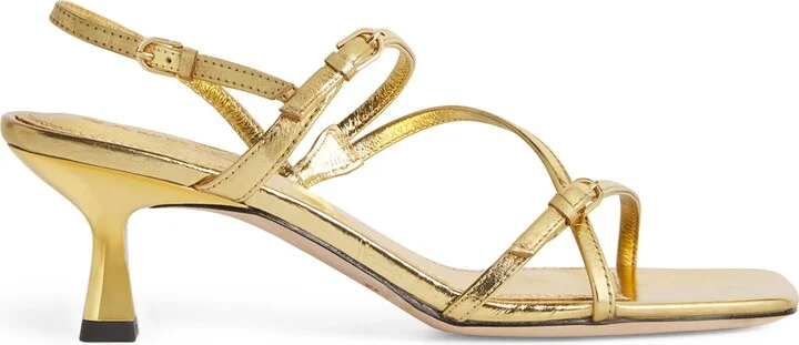 Sandro Paris Metallic Leather Heeled Sandals 65
