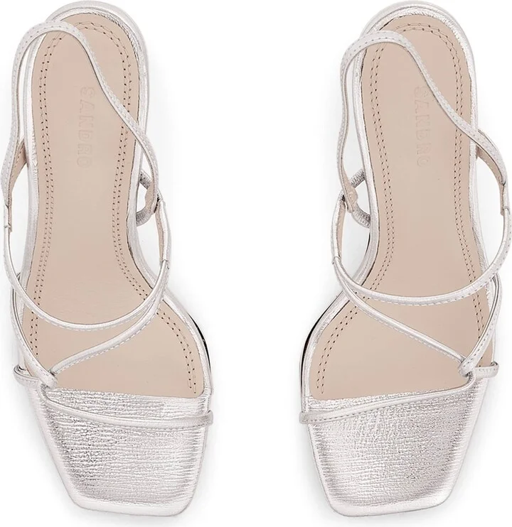 Sandro Paris Metallic Leather Sandals 70 - Image 2