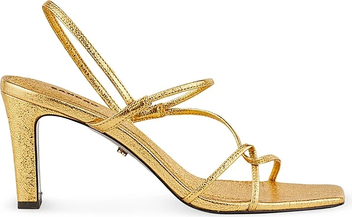 Sandro Women's Faye Metallic Square Toe Strappy Slingback Sandals