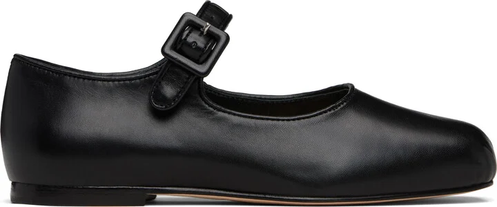Sandy Liang Black Pointe Mary Jane Ballerina Flats