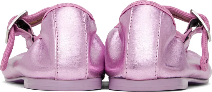 Sandy Liang Pink Mary Jane Stretch Ballerina Flats - Image 2