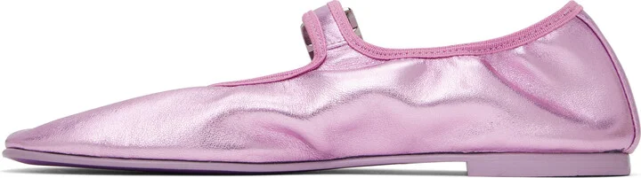 Sandy Liang Pink Mary Jane Stretch Ballerina Flats - Image 3