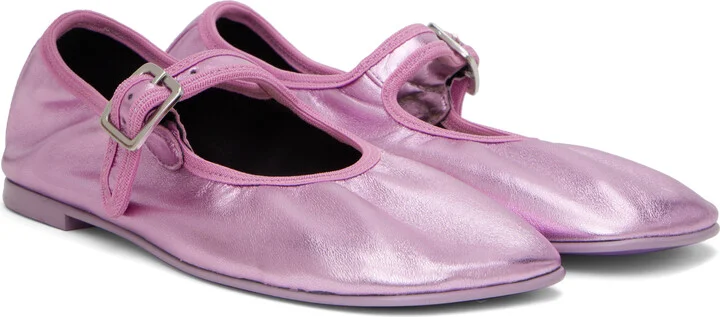 Sandy Liang Pink Mary Jane Stretch Ballerina Flats - Image 4