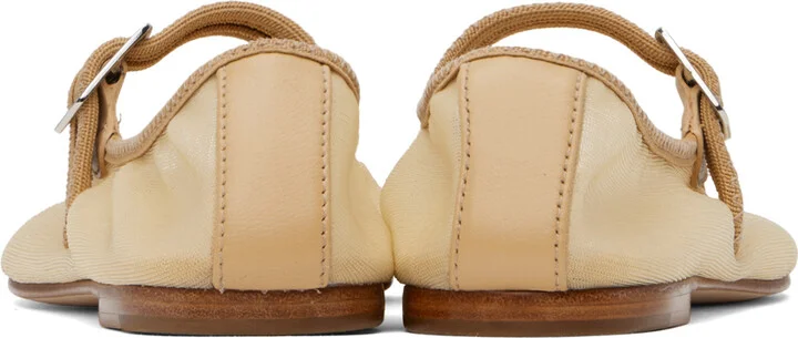 Sandy Liang SSENSE Exclusive Beige Mary Jane Mesh Ballerina Flats - Image 2