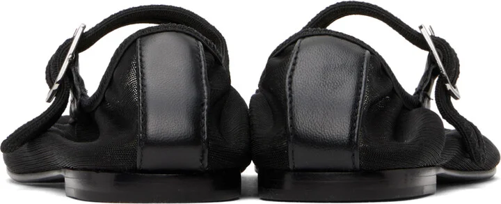 Sandy Liang SSENSE Exclusive Black Mary Jane Mesh Ballerina Flats - Image 2