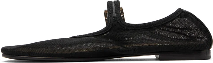 Sandy Liang SSENSE Exclusive Black Mary Jane Mesh Ballerina Flats - Image 3