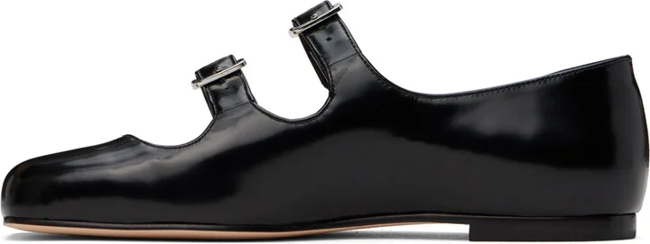 Sandy Liang SSENSE Exclusive Black MJ Double Strap Ballerina Flats - Image 3