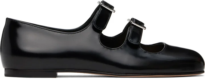 Sandy Liang SSENSE Exclusive Black MJ Double Strap Ballerina Flats