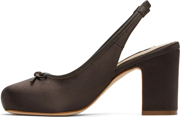 Sandy Liang SSENSE Exclusive Brown Slingback 75 Heels - Image 3