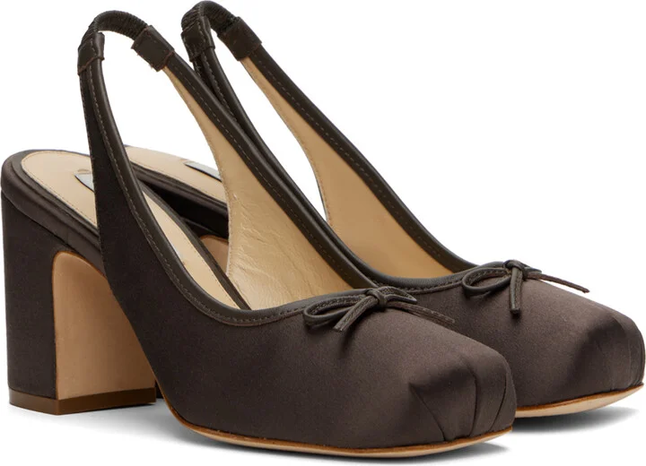 Sandy Liang SSENSE Exclusive Brown Slingback 75 Heels - Image 4