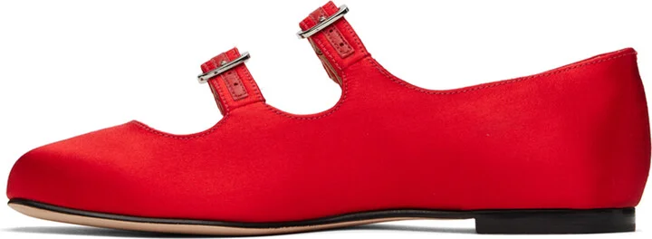 Sandy Liang SSENSE Exclusive Red MJ Double Strap Ballerina Flats - Image 3