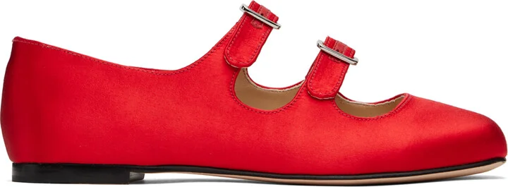 Sandy Liang SSENSE Exclusive Red MJ Double Strap Ballerina Flats