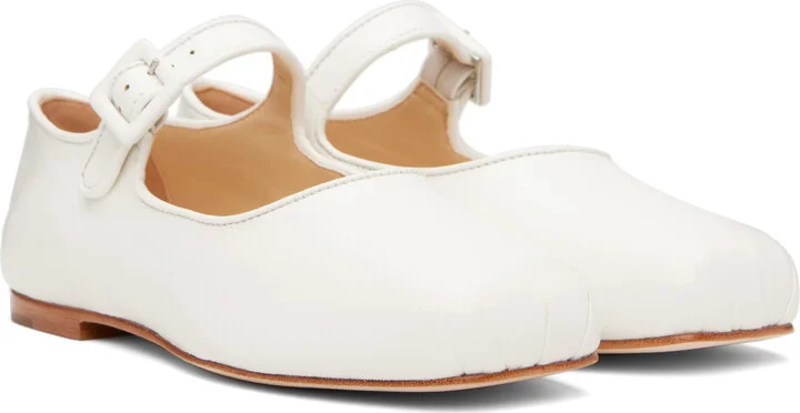 Sandy Liang White Mary Jane Pointe Ballerina Flats - Image 4