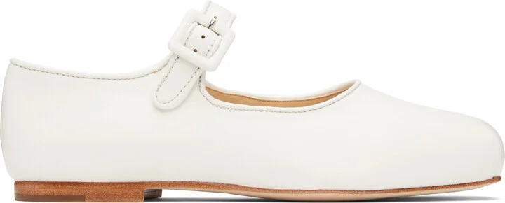 Sandy Liang White Mary Jane Pointe Ballerina Flats