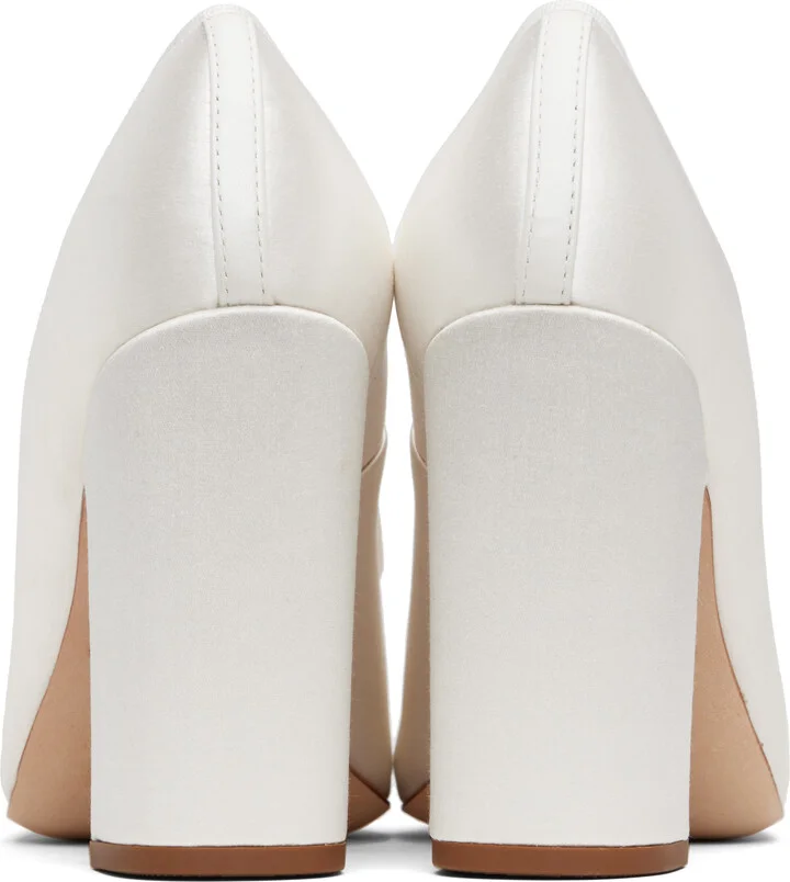Sandy Liang White Pointe 100 Satin Heels - Image 2