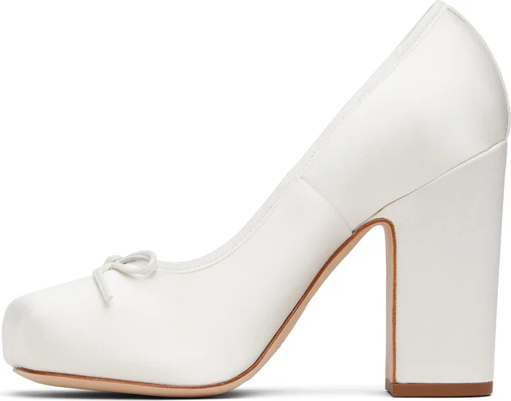 Sandy Liang White Pointe 100 Satin Heels - Image 3