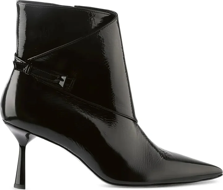 Sandy pointed-toe heeled ankle boots