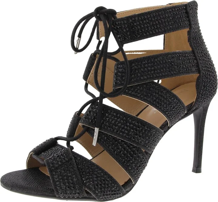 Sandy Womens Embellished Metallic Heels