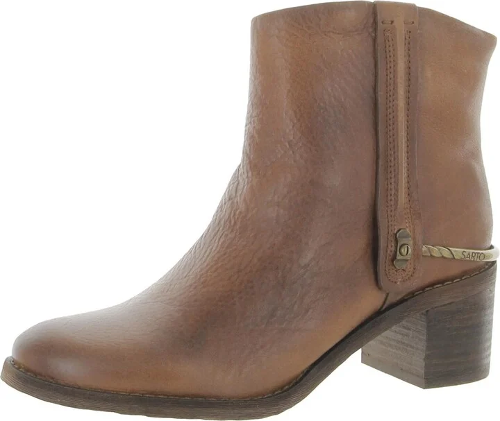 Sandy Womens Leather Round Toe Ankle Boots