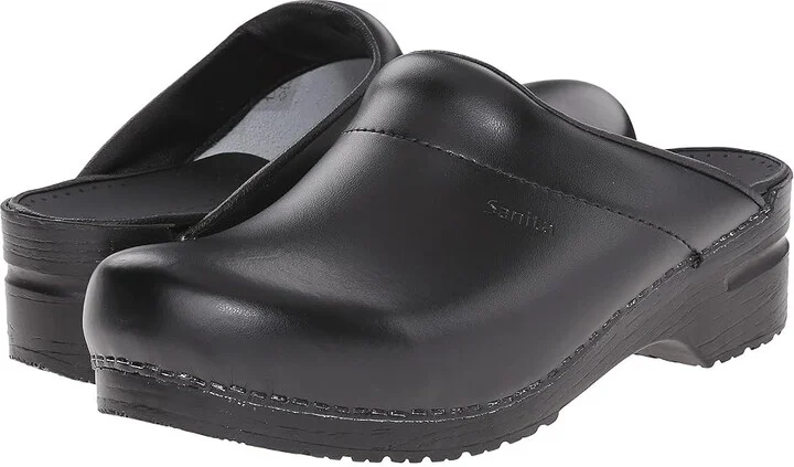 Sanita Original-Karl PU Open Men's Clog/Mule Shoes Black : EU 44 (US Men's 10) Regular, Leather