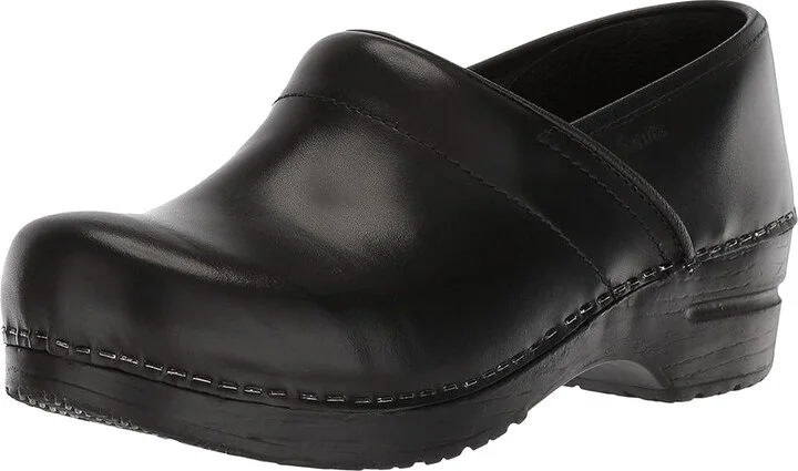 Sanita Professional Cabrio Women's Clog Shoes Black Brush Leather : EU 37 (US Women's 5.5-6) Narrow - Image 2