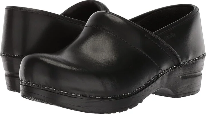 Sanita Professional Cabrio Women's Clog Shoes Black Brush Leather : EU 37 (US Women's 5.5-6) Narrow
