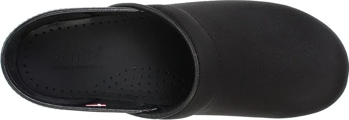 Sanita Professional Oil Women's Clog Shoes Black Textured Oil : EU 39 (US Women's 7.5-8) Regular, Leather - Image 3