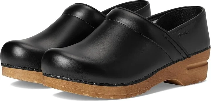 Sanita Professional Pu Women's Clog Shoes Black/Tan : EU 37 (US Women's 5.5-6) Medium, Leather