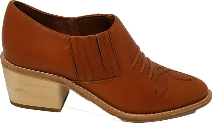 Santa Ana Womens Leather Block Heel Shooties