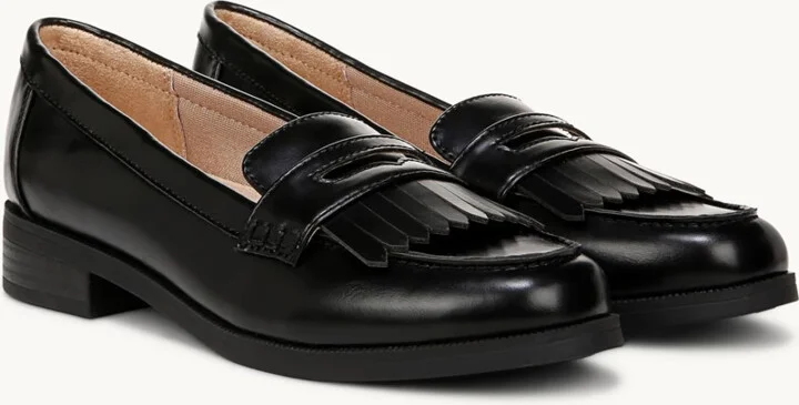Santana Loafers Women's 8 Black Leather Slip-On Casual Shoes ZPO2660
