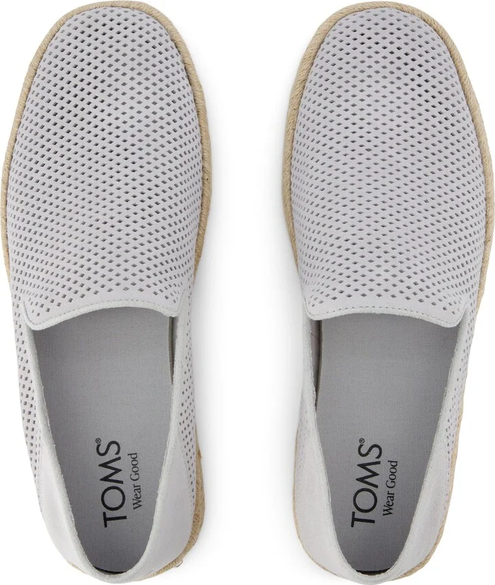 Santiago Loafer Light Gray Diamond Perforated Suede Slip On - Image 4
