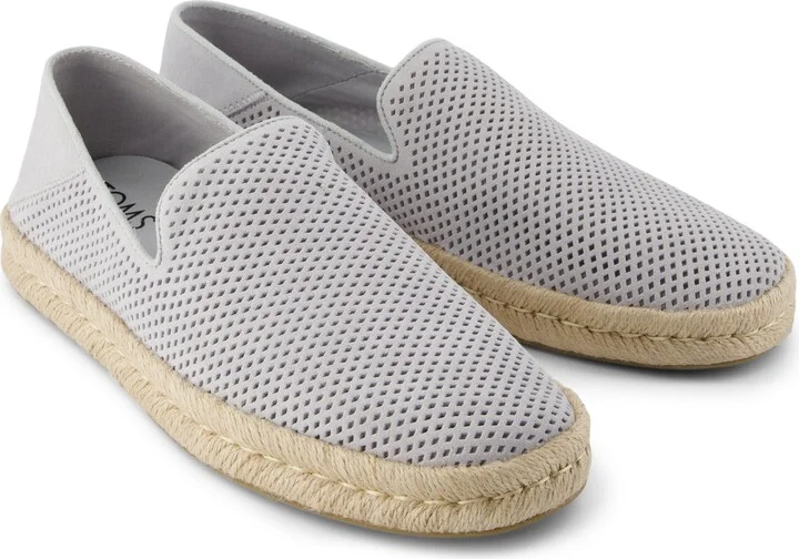 Santiago Loafer Light Gray Diamond Perforated Suede Slip On