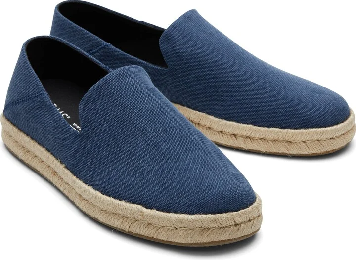Santiago Loafer Navy Recycled Cotton Canvas Slip On - Image 2