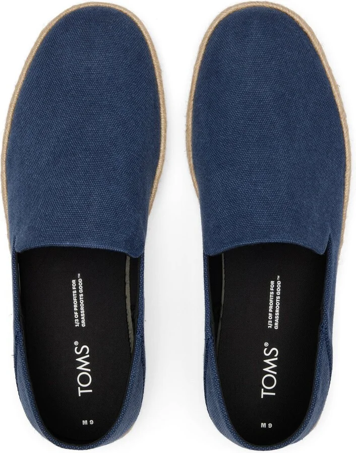Santiago Loafer Navy Recycled Cotton Canvas Slip On - Image 4