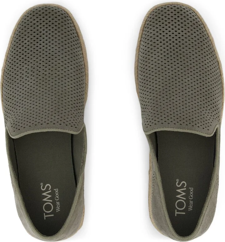 Santiago Loafer Vetiver Grey Diamond Perforated Suede Slip On - Image 4
