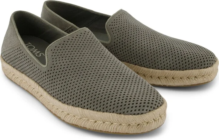 Santiago Loafer Vetiver Grey Diamond Perforated Suede Slip On