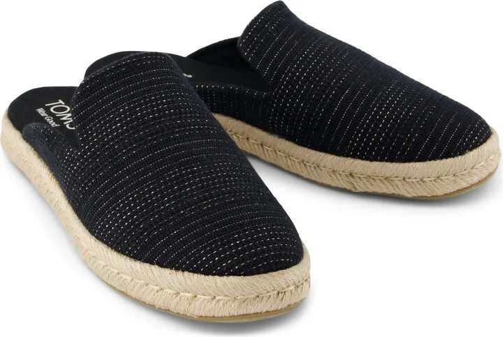 Santiago Mule Espadrille Metallic Linen Stripe Slip On - Image 2