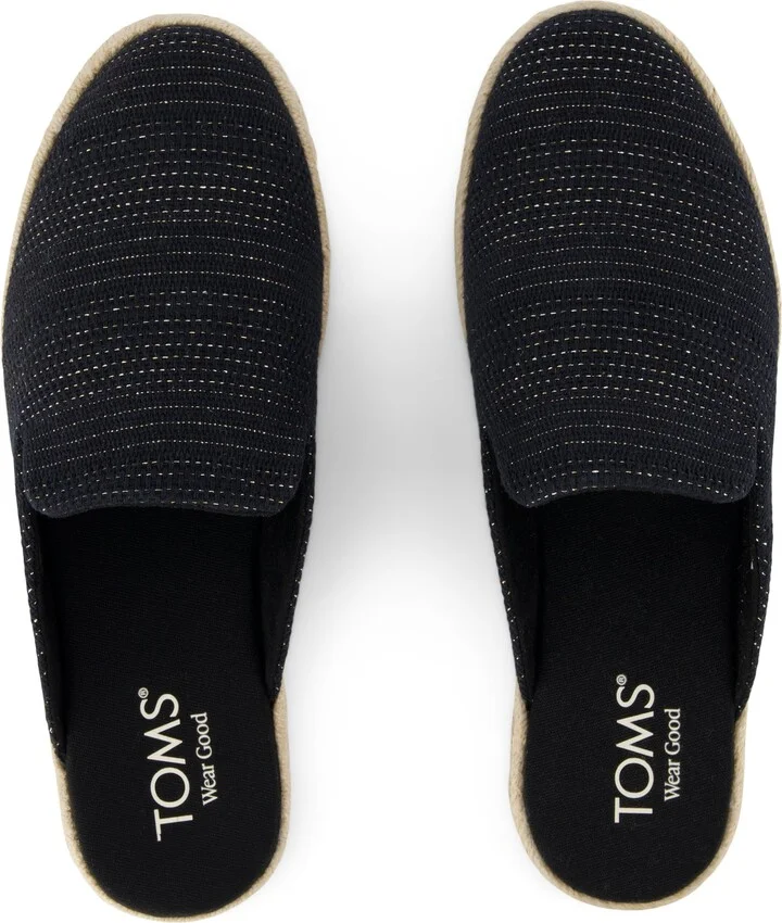 Santiago Mule Espadrille Metallic Linen Stripe Slip On - Image 4
