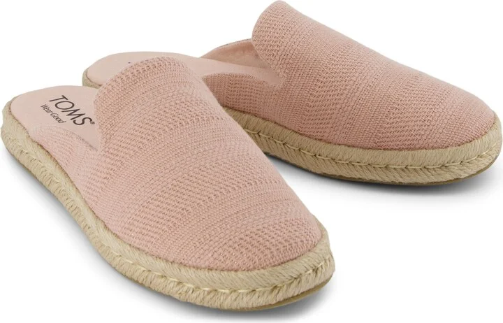 Santiago Mule Espadrille Pale Rose Metallic Linen Stripe Slip On - Image 2