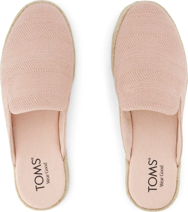 Santiago Mule Espadrille Pale Rose Metallic Linen Stripe Slip On - Image 4