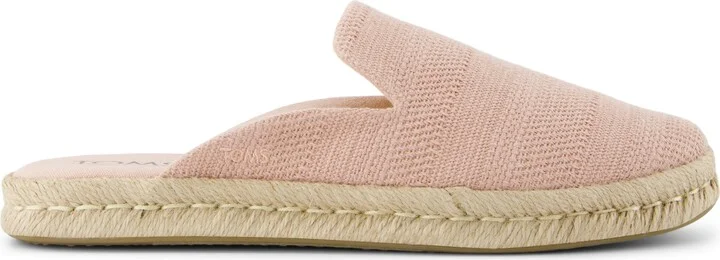 Santiago Mule Espadrille Pale Rose Metallic Linen Stripe Slip On