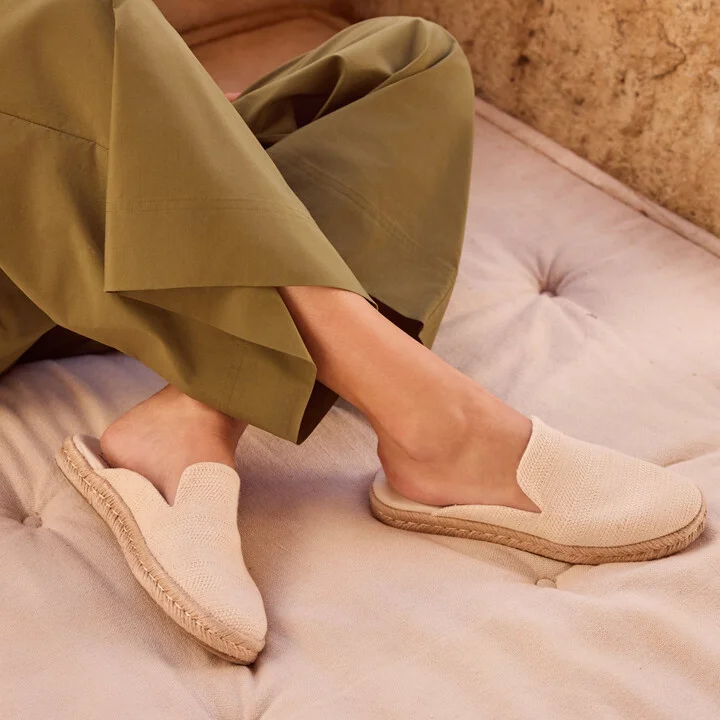 Santiago Mule Espadrille Undyed Metallic Linen Stripe Slip On - Image 3