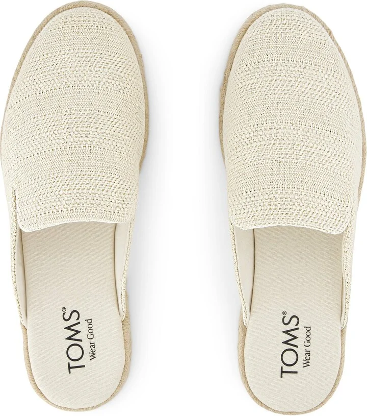 Santiago Mule Espadrille Undyed Metallic Linen Stripe Slip On - Image 6