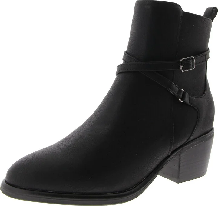 Santina Womens Faux Leather Block Heel Cowboy, Western Boots