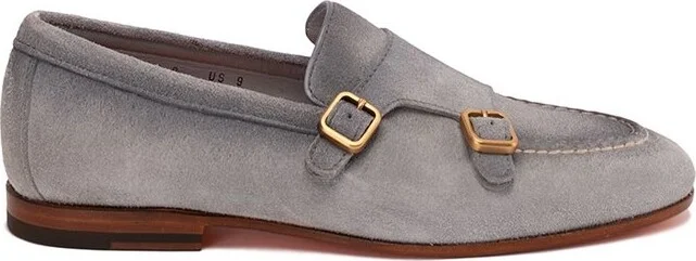 Santoni Almond Toe Double-Buckled Loafers