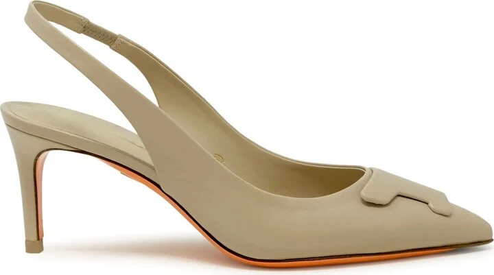 Santoni Beige Leather Pumps