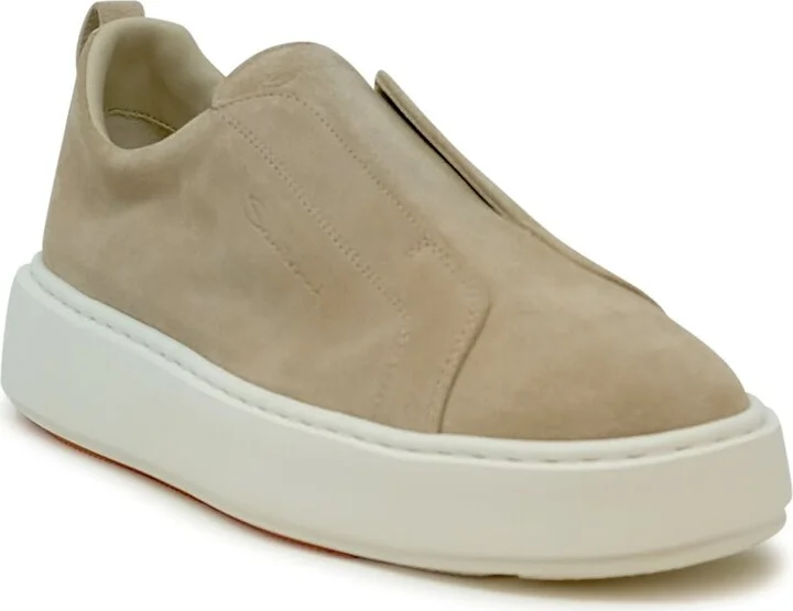 Santoni Beige Leather Sneaker - Image 2